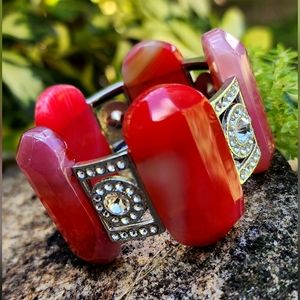 Ivana Ruzzo Designer Large Bracelet Natural Agate Gold Crystals